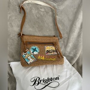Brighton Like new Raffia Woven shoulder bag w adjustable leather strap